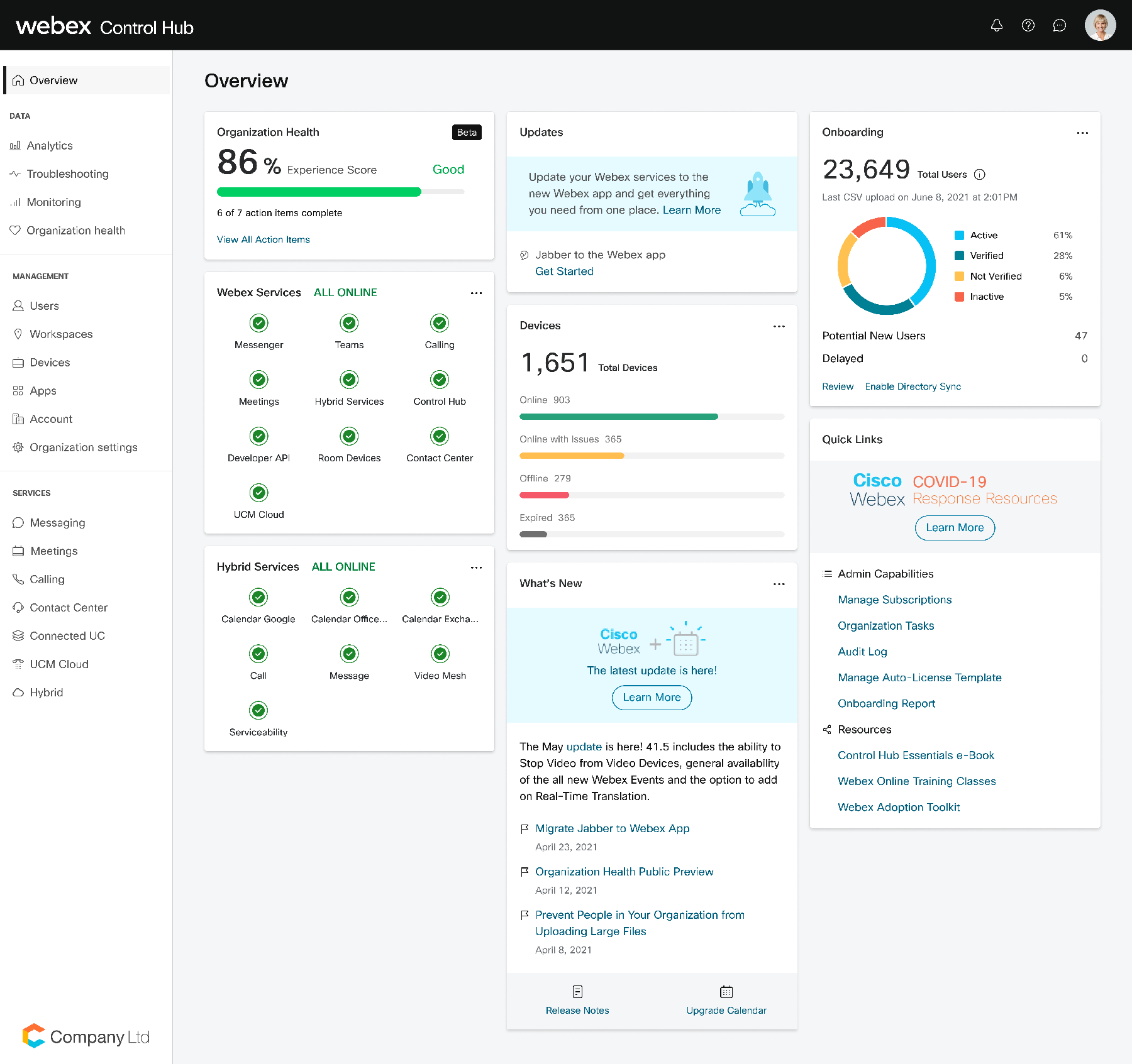 webex control hub, cloud PBX France